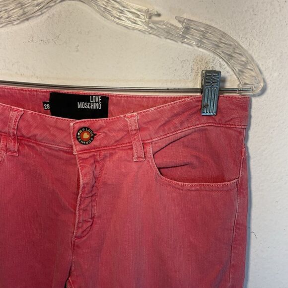 Love Moschino Pants Womens 28 Pink distressed casual day Stretch Denim Jeans - Picture 3 of 15